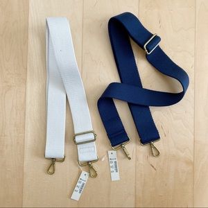 Two Madewell Adjustable Crossbody Straps - Colors Natural and Dark Blue - NWT